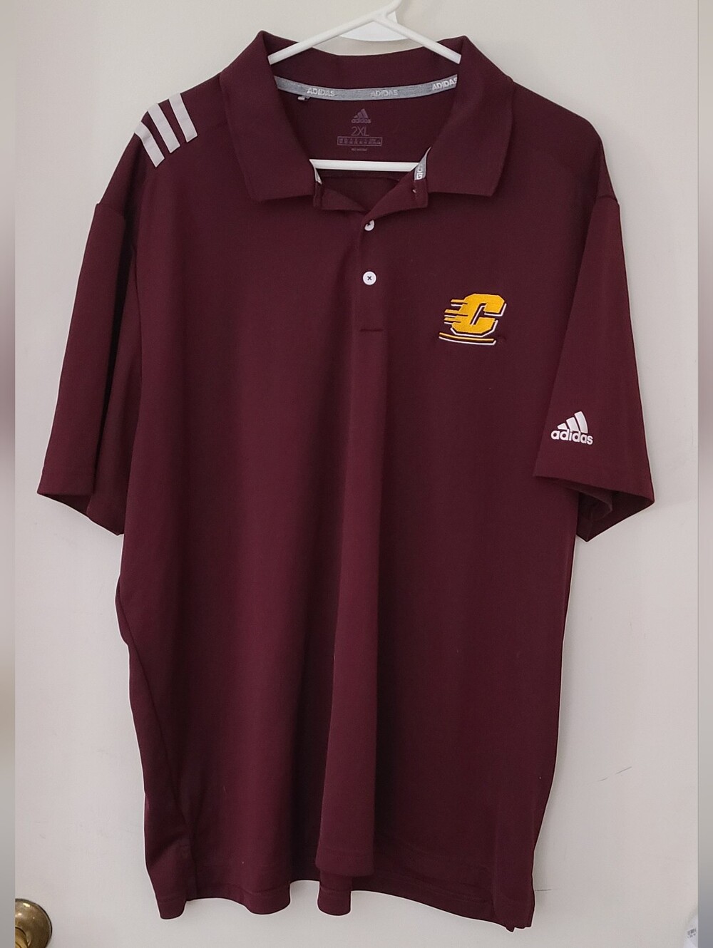 Adidas Central Michigan Chippewas NCAA Men's Maroon Coaches Polo Shirt 2XL